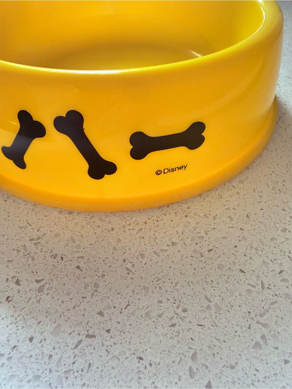 NWOT Disney Yellow Pet Bowl with Black Bone Motif